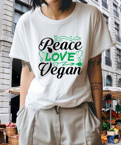 Radiate in 'Peace Love Vegan' Classic Unisex Tee, Vegan Fashion Finds - Happiness A Click Away