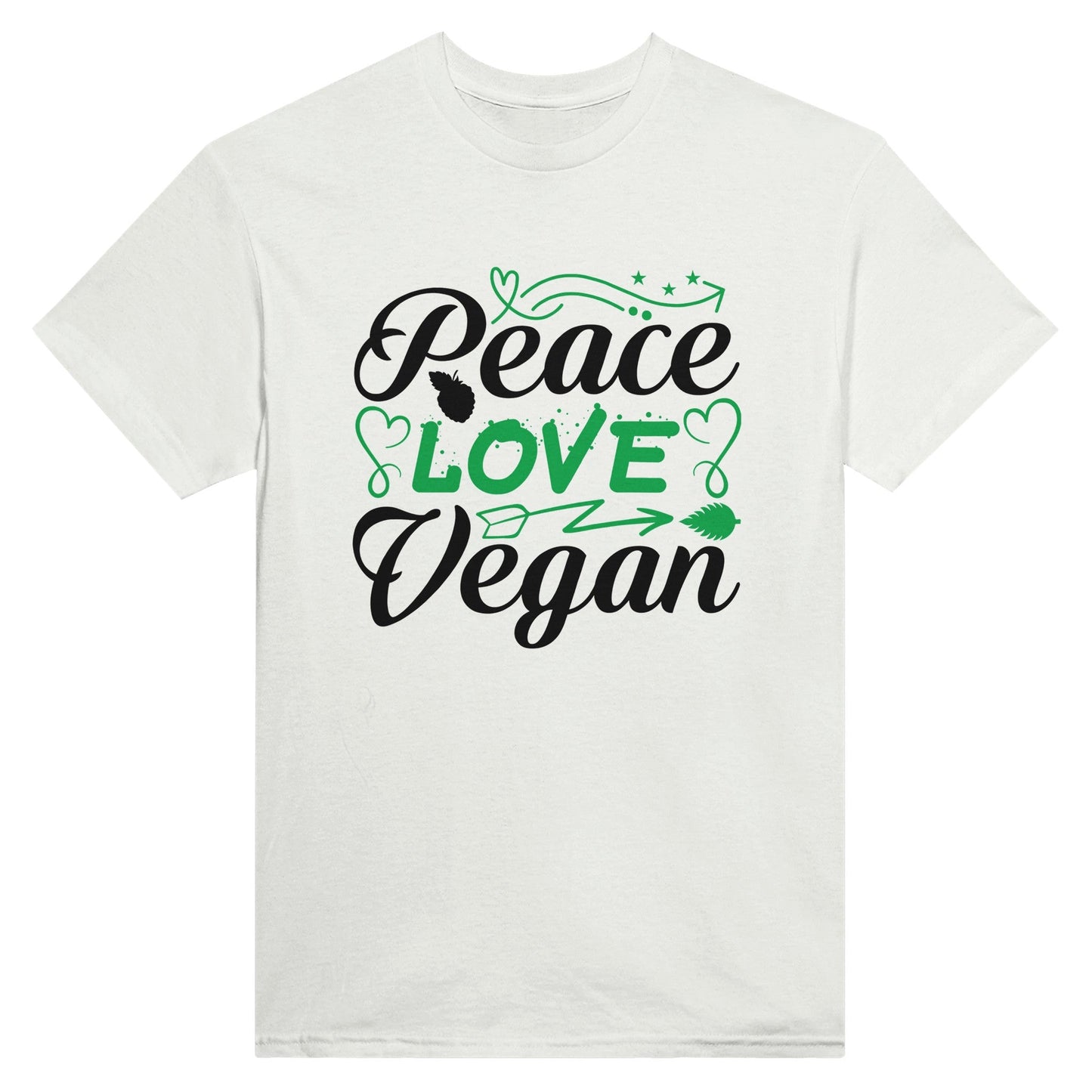 Radiate in 'Peace Love Vegan' Classic Unisex Tee, Vegan Fashion Finds - Happiness A Click Away