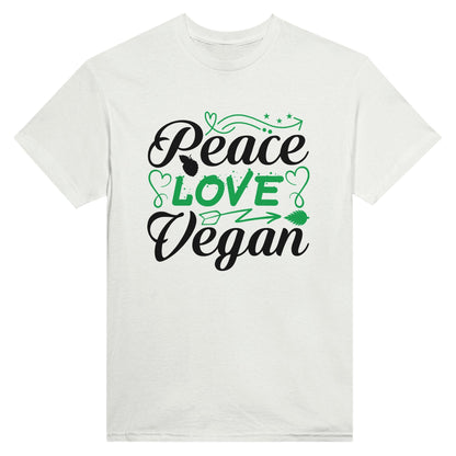 Radiate in 'Peace Love Vegan' Classic Unisex Tee, Vegan Fashion Finds - Happiness A Click Away