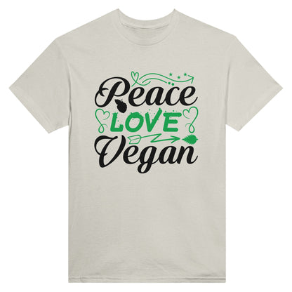 Radiate in 'Peace Love Vegan' Classic Unisex Tee, Vegan Fashion Finds - Happiness A Click Away