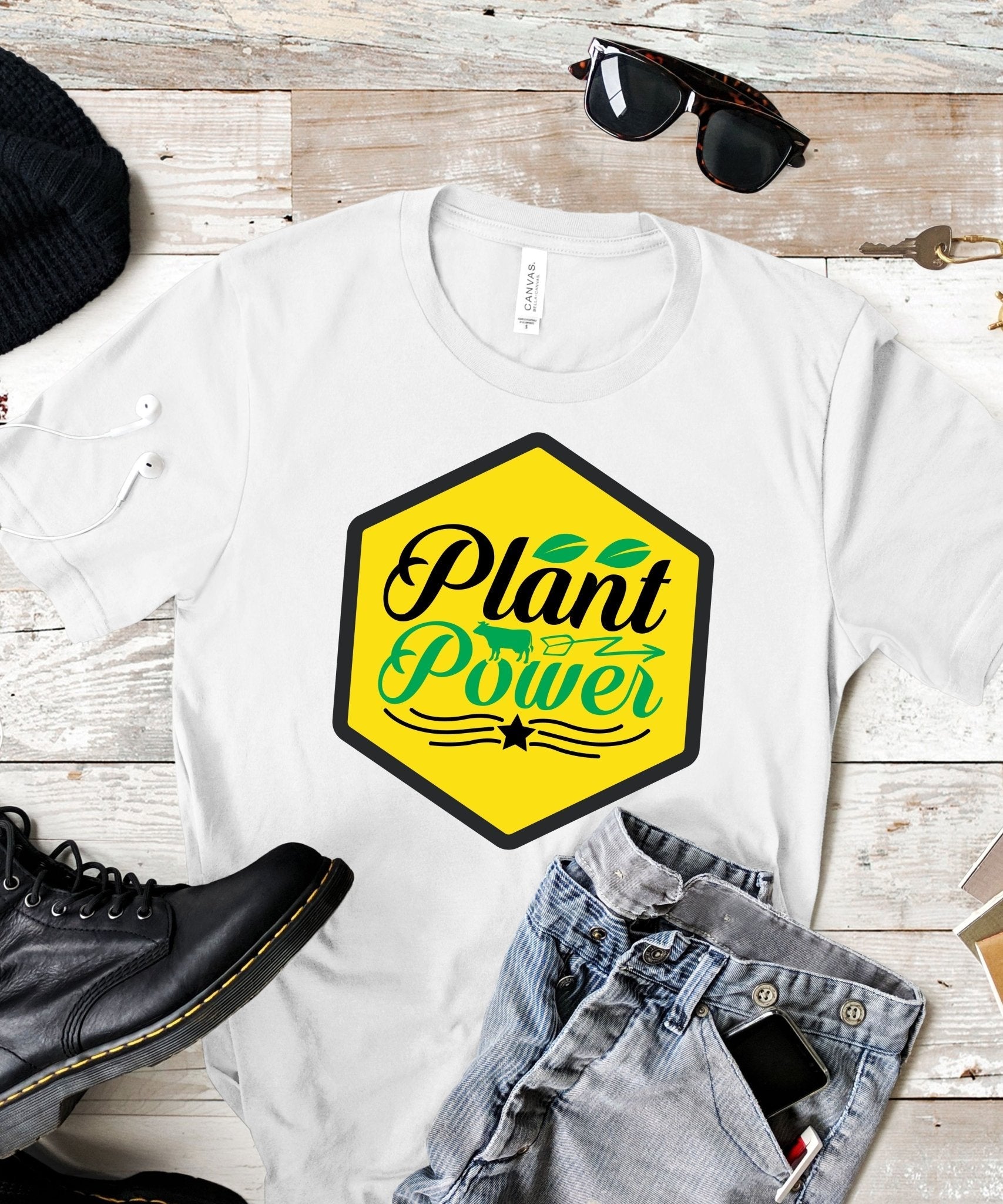 Radiate in 'Plant Power' Classic Unisex Tee, Vegan Fashion Finds - Happiness A Click Away