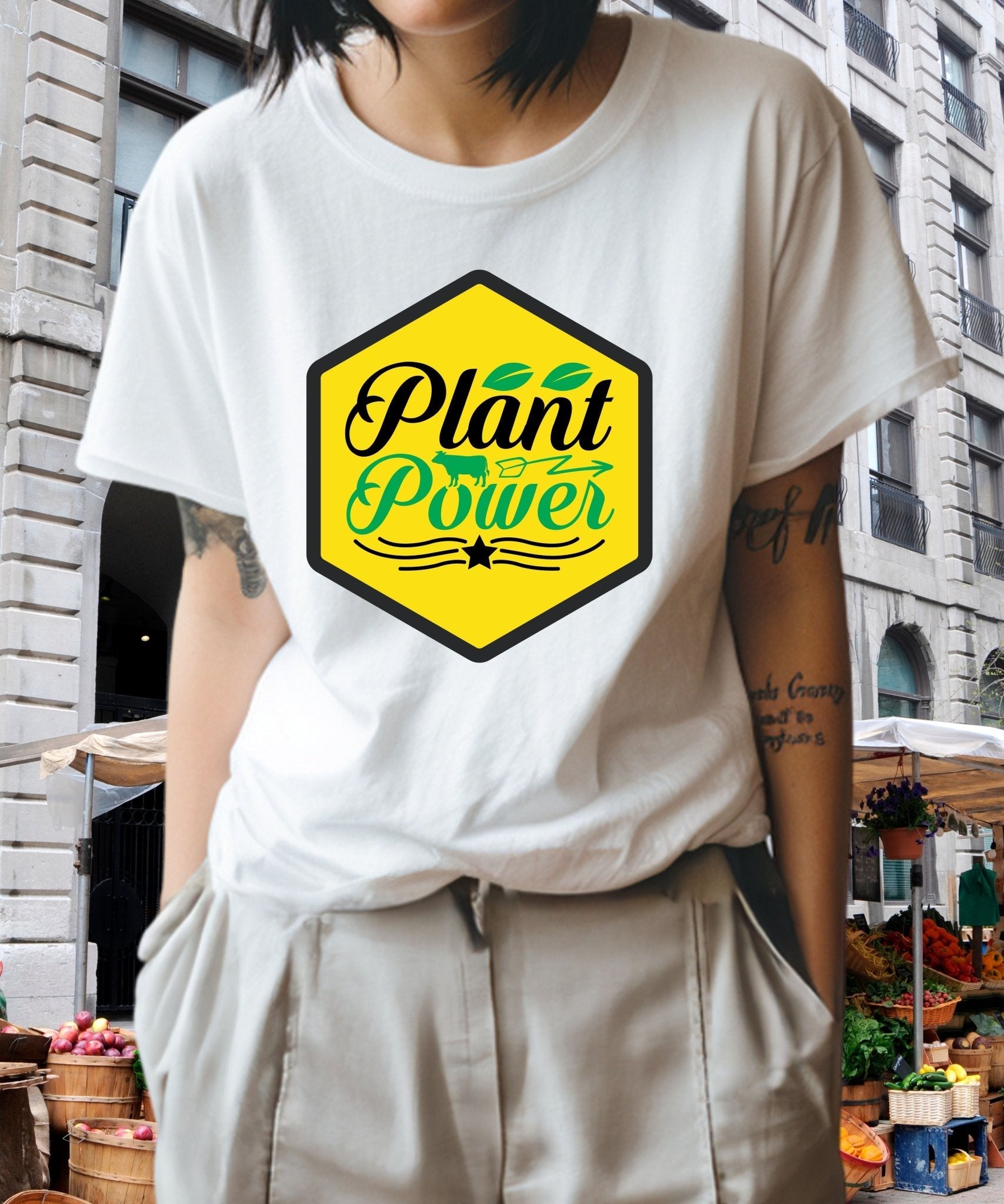 Radiate in 'Plant Power' Classic Unisex Tee, Vegan Fashion Finds - Happiness A Click Away