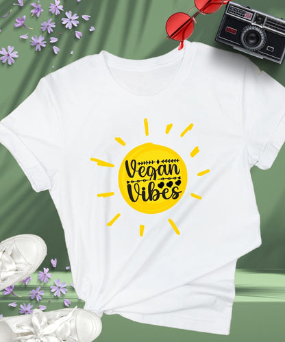 Radiate in 'Vegan Vibes in Sunshine' Classic Unisex Tee, Vegan Fashion Finds - Happiness A Click Away