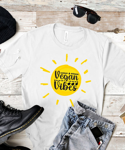 Radiate in 'Vegan Vibes in Sunshine' Classic Unisex Tee, Vegan Fashion Finds - Happiness A Click Away