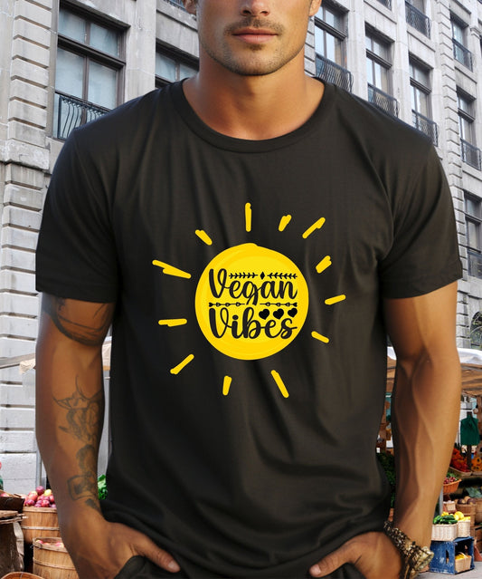 Radiate in 'Vegan Vibes in Sunshine' Classic Unisex Tee, Vegan Fashion Finds - Happiness A Click Away