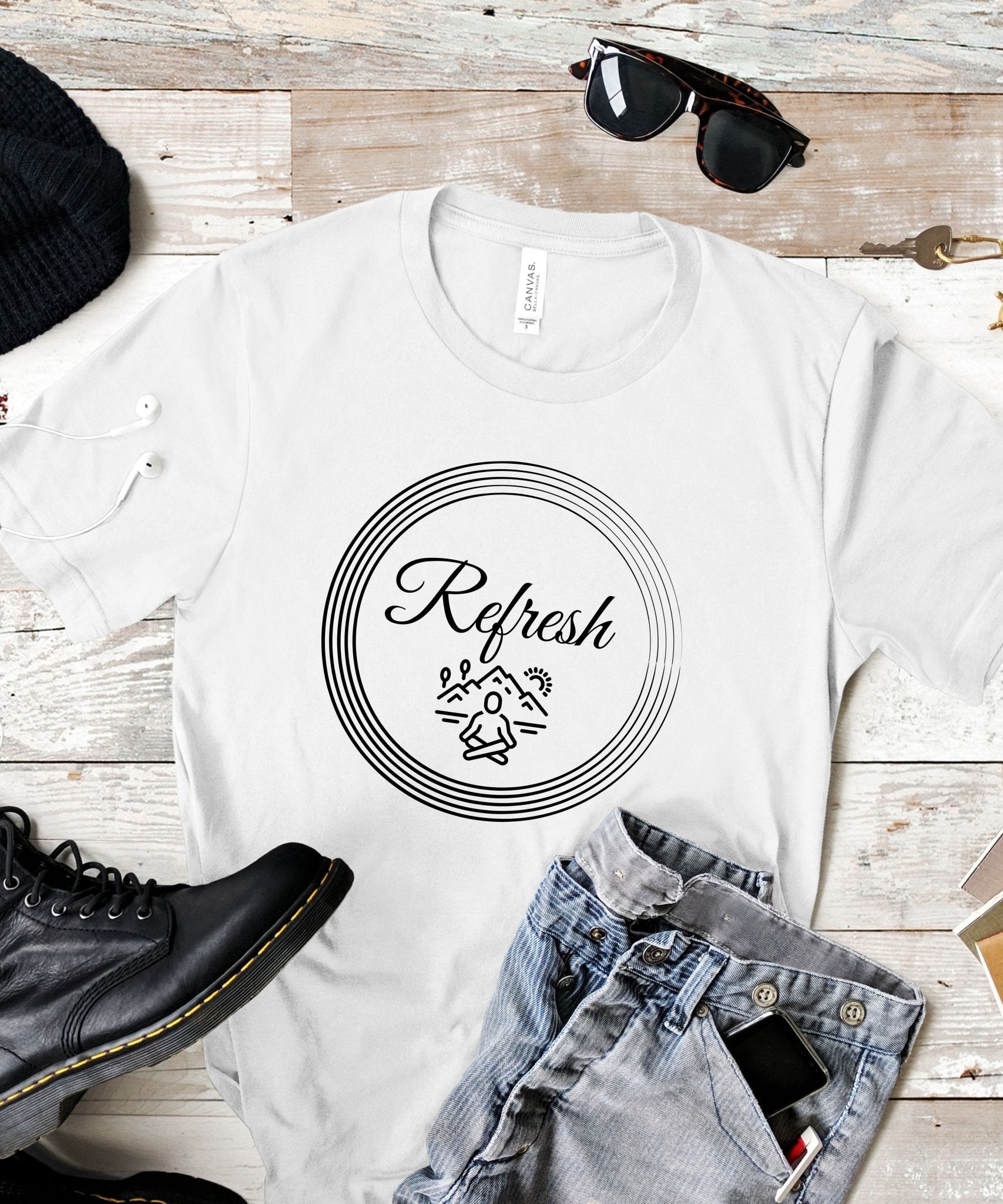 Refresh - Heavyweight Unisex Crewneck T-shirt - Happiness A Click Away