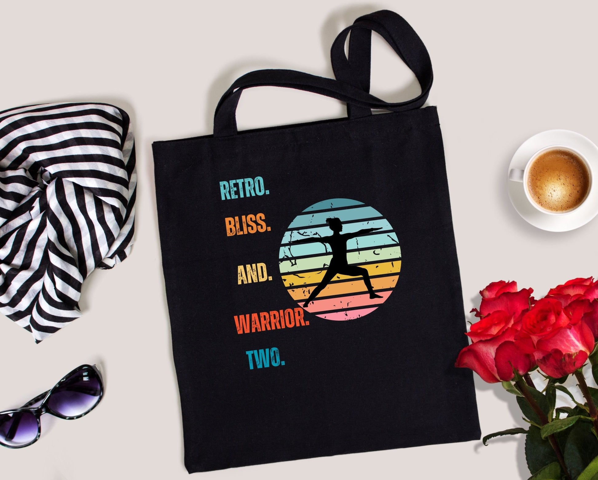 Retro Bliss & Warrior Two - Classic Tote Bag - Happiness A Click Away