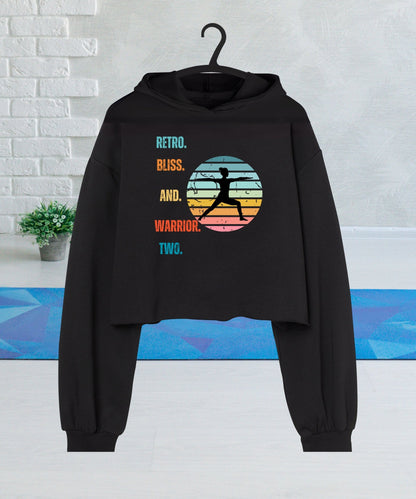 Retro Bliss & Warrior Two Women's Cropped Hoodie - Happiness A Click Away