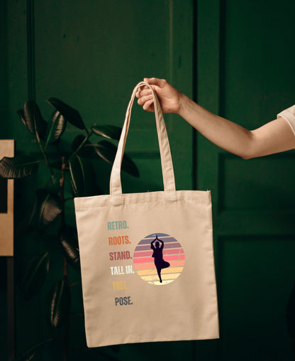 Retro Roots: Stand Tall in Tree Pose - Classic Tote Bag - Happiness A Click Away