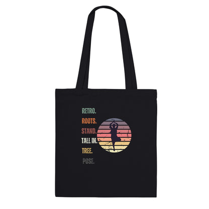 Retro Roots: Stand Tall in Tree Pose - Classic Tote Bag - Happiness A Click Away