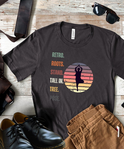 Retro Roots: Stand Tall in Tree Pose Heavyweight Unisex Crewneck T - shirt - Happiness A Click Away