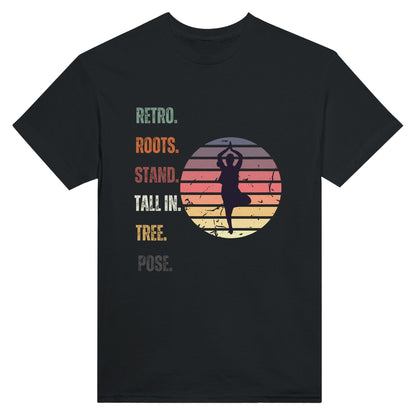 Retro Roots: Stand Tall in Tree Pose Heavyweight Unisex Crewneck T-shirt - Happiness A Click Away