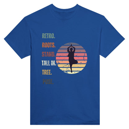 Retro Roots: Stand Tall in Tree Pose Heavyweight Unisex Crewneck T-shirt - Happiness A Click Away