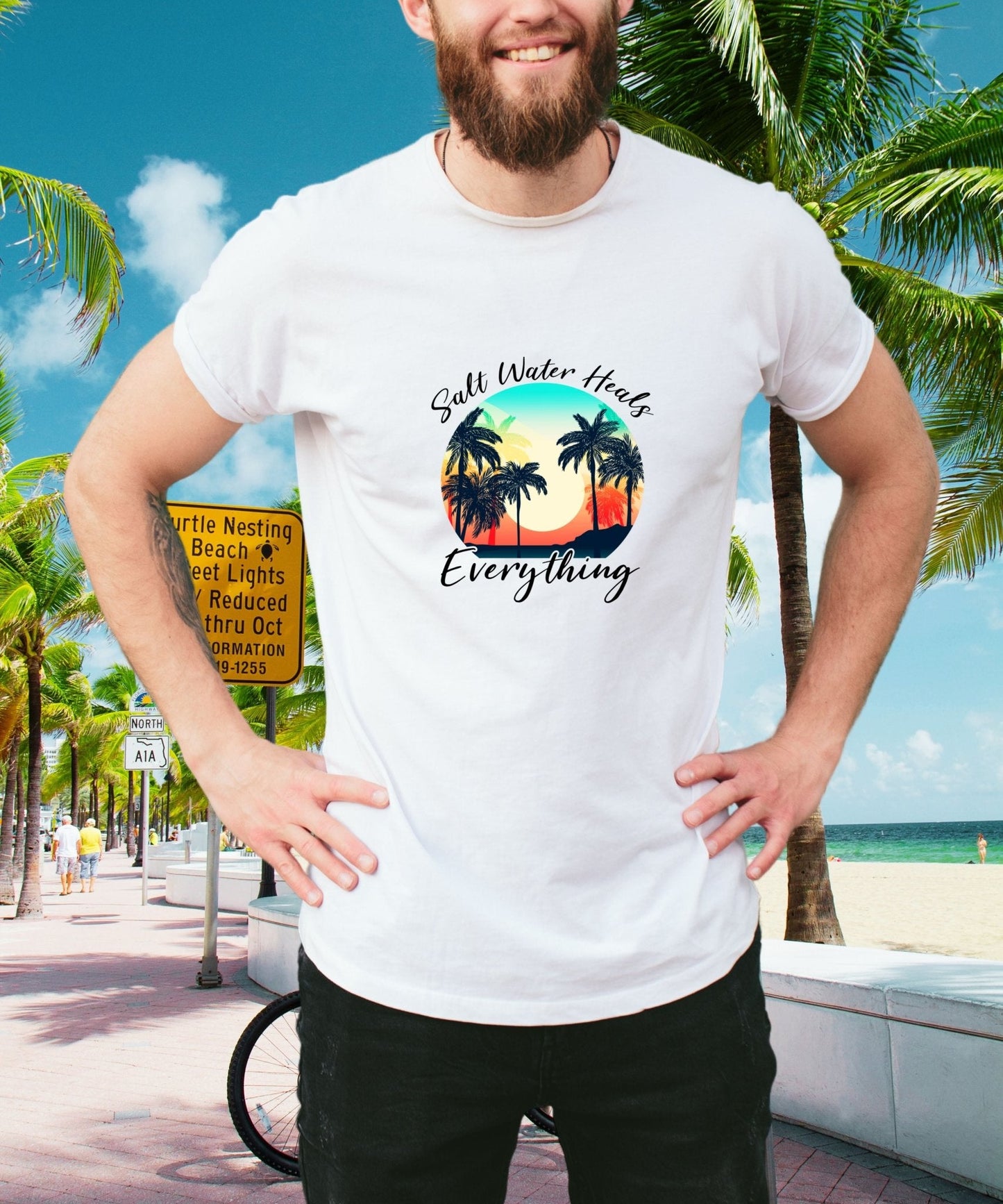 Salt Water Heals Everything Unisex Crewneck T - shirt, Summer Collection - Happiness A Click Away