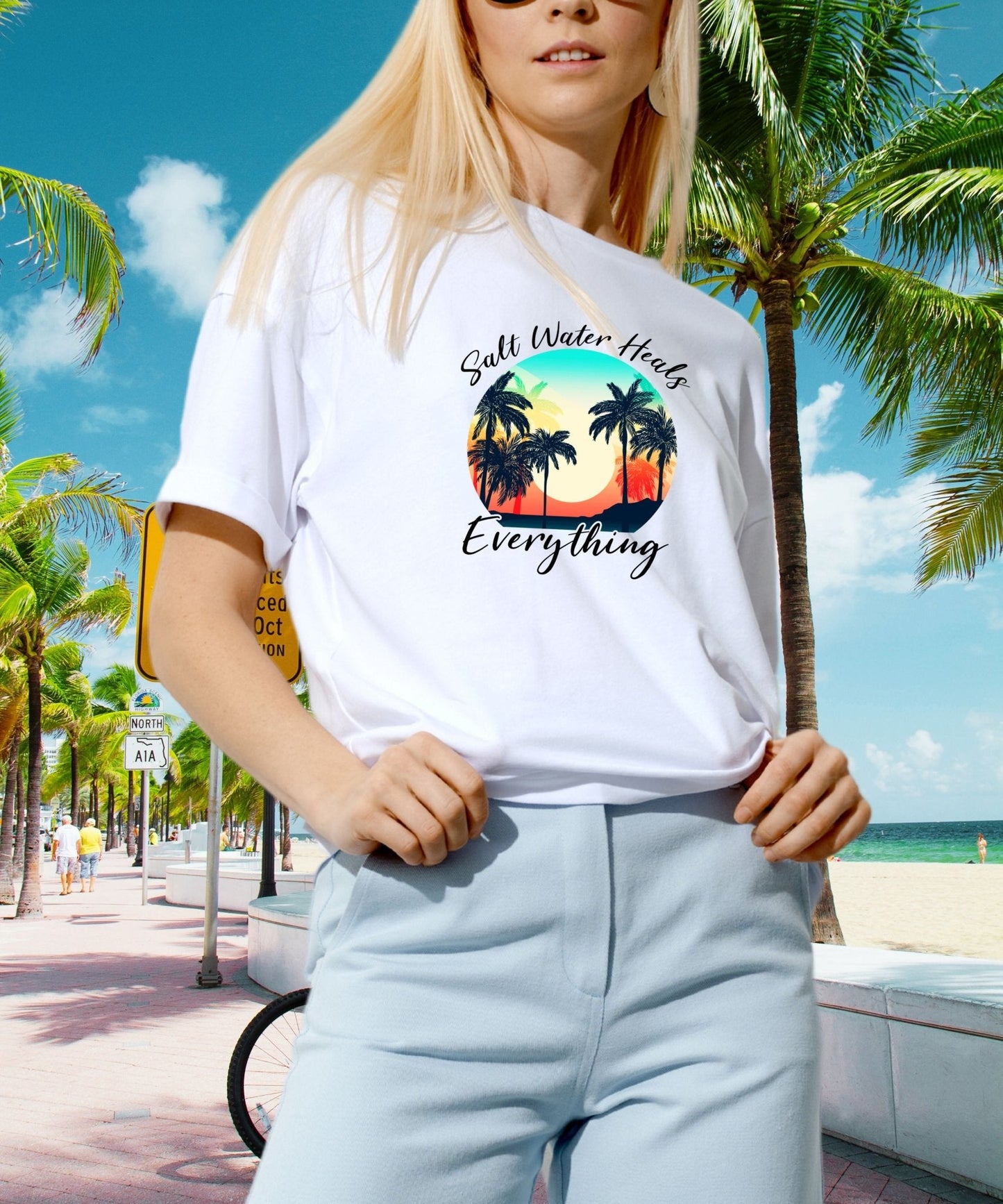 Salt Water Heals Everything Unisex Crewneck T - shirt, Summer Collection - Happiness A Click Away