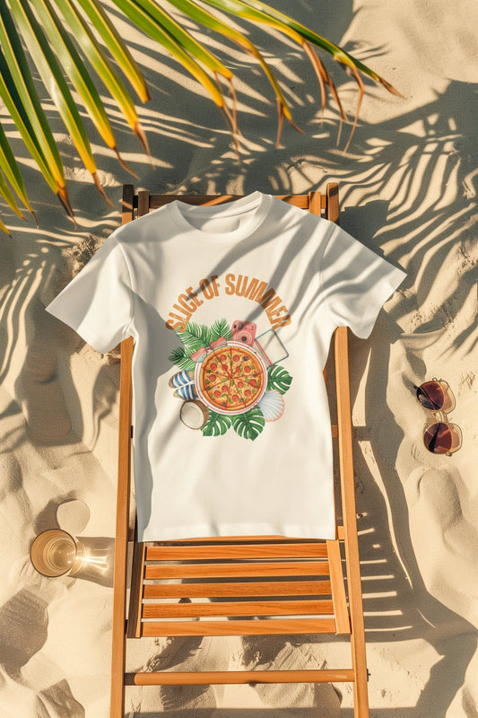 Slice of Summer Unisex Crewneck T - shirt, Colourful Summer Vibes - Happiness A Click Away