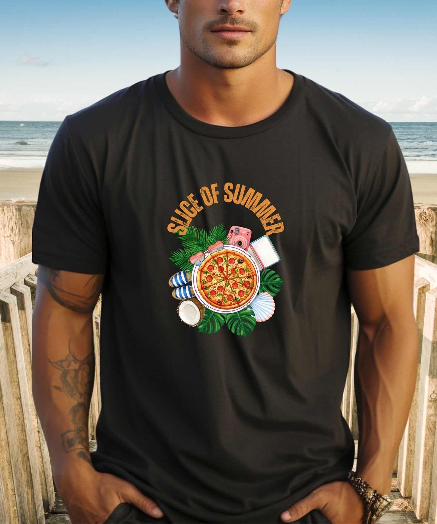 Slice of Summer Unisex Crewneck T - shirt, Colourful Summer Vibes - Happiness A Click Away