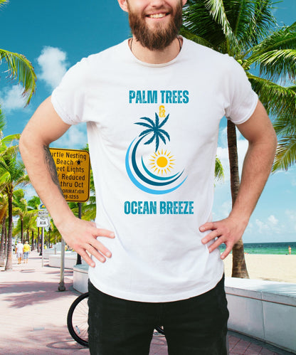 Tropical Vibes Unisex Crewneck • Palms Trees and Ocean Breeze - Happiness A Click Away