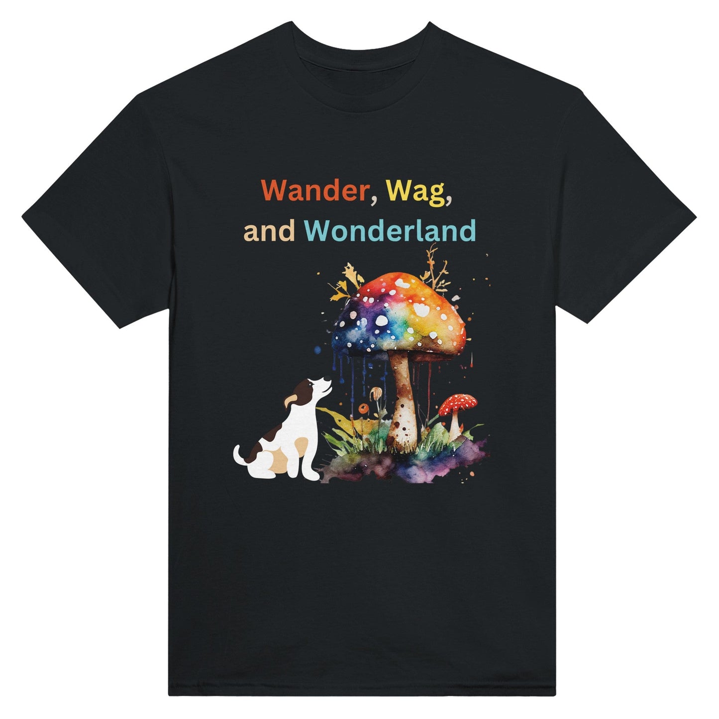 Wander, Wag, and Wonderland- Heavyweight Unisex Crewneck T-shirt - Happiness A Click Away