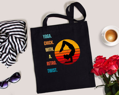 Yoga Chick with a Retro Twist - Classic Tote Bag - Happiness A Click Away