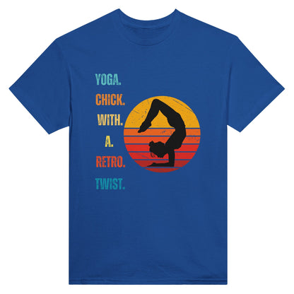 Yoga Chick with a Retro Twist' t-shirt Heavyweight Unisex Crewneck T-shirt - Happiness A Click Away