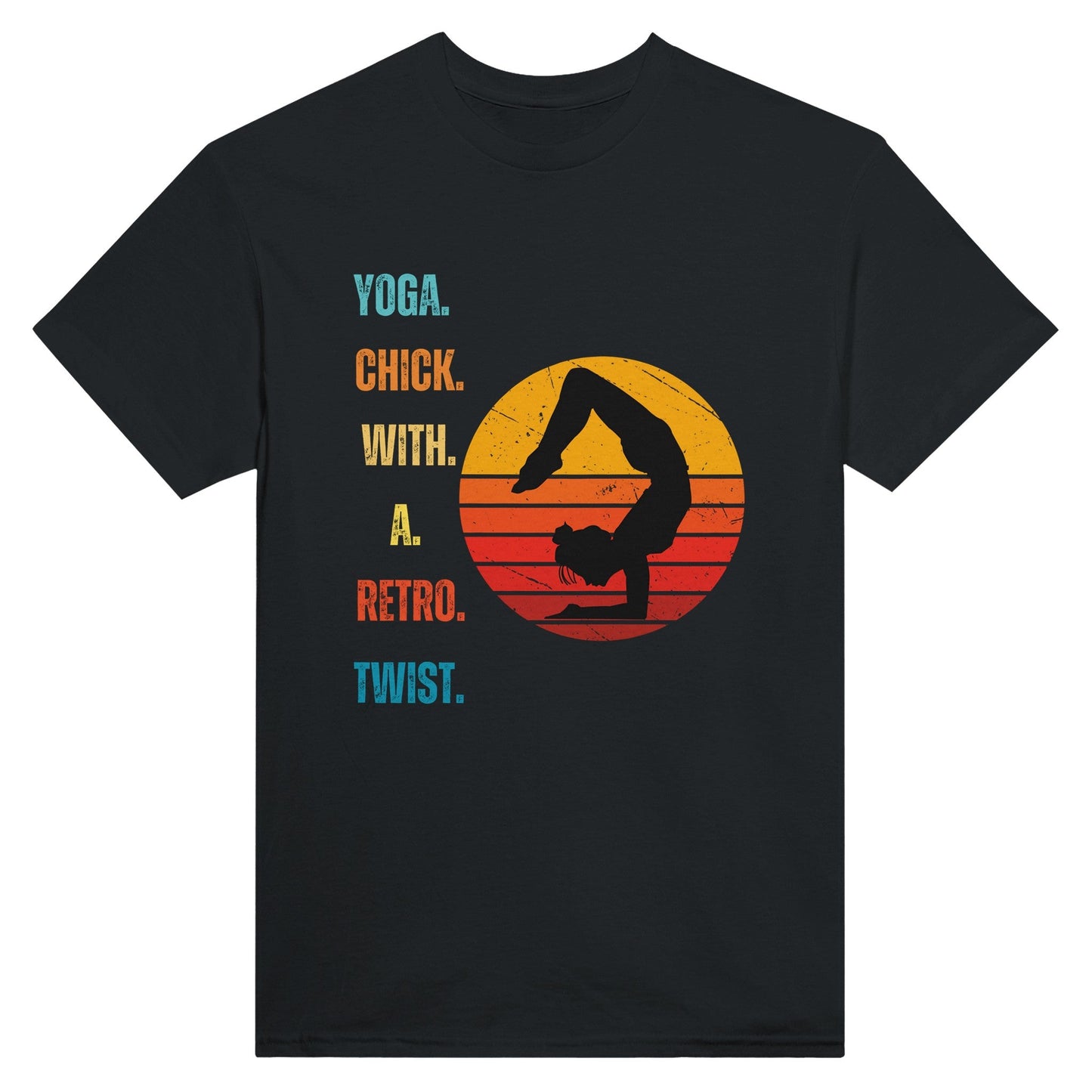 Yoga Chick with a Retro Twist' t-shirt Heavyweight Unisex Crewneck T-shirt - Happiness A Click Away