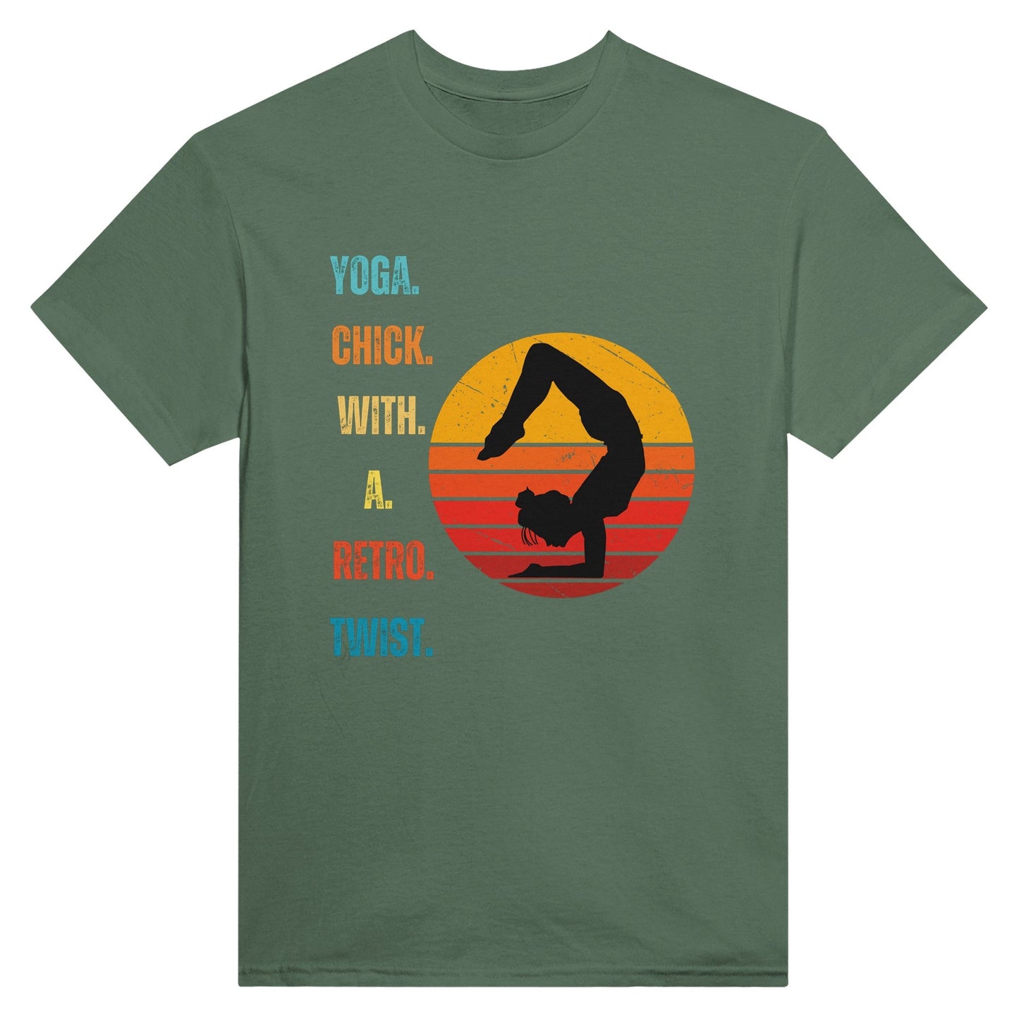 Yoga Chick with a Retro Twist' t-shirt Heavyweight Unisex Crewneck T-shirt - Happiness A Click Away