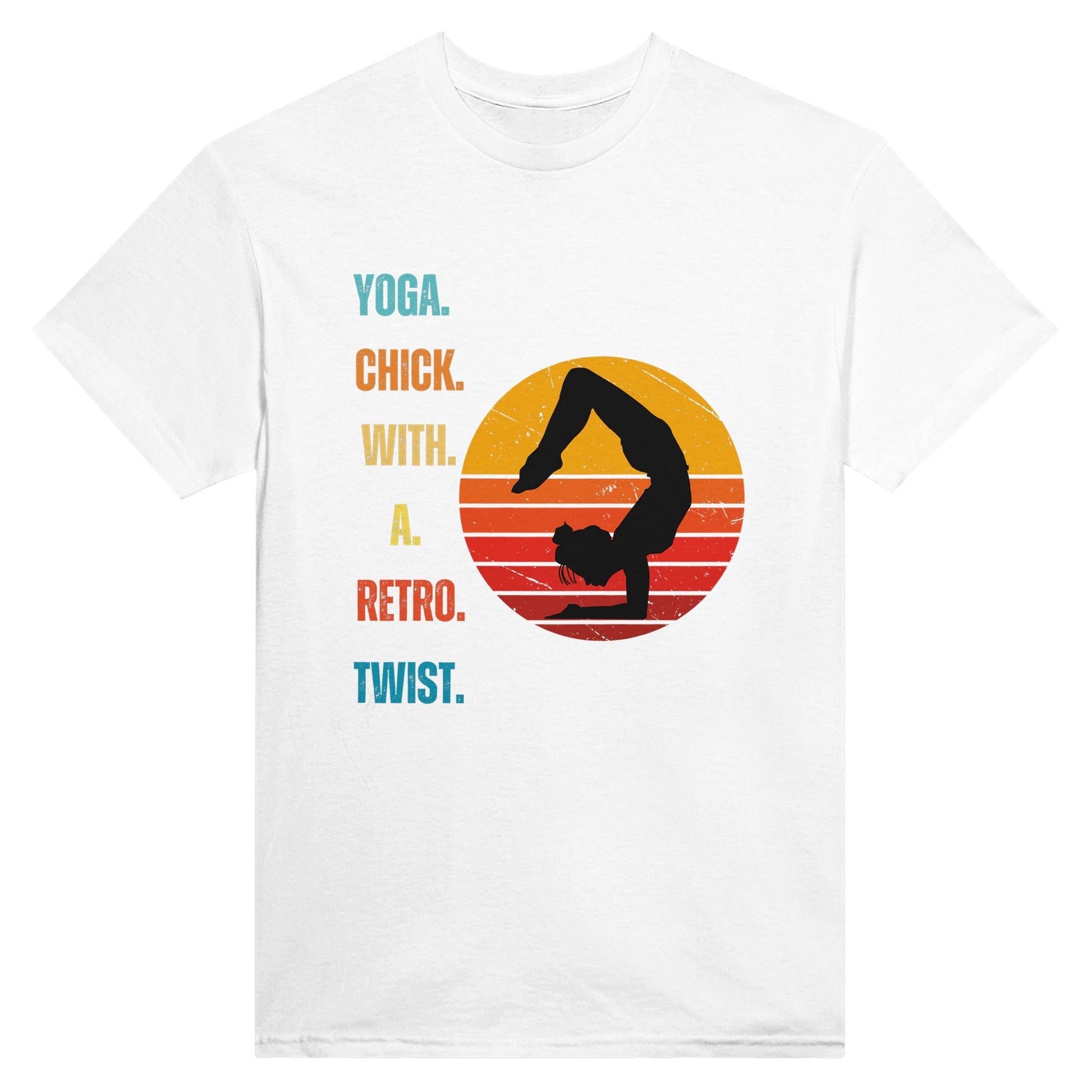 Yoga Chick with a Retro Twist' t-shirt Heavyweight Unisex Crewneck T-shirt - Happiness A Click Away