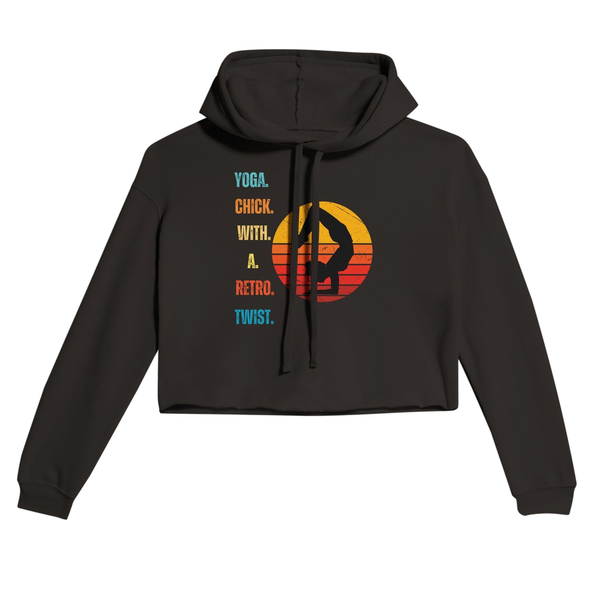 Yoga Chick with a Retro Twist Women's Cropped Hoodie - Happiness A Click Away